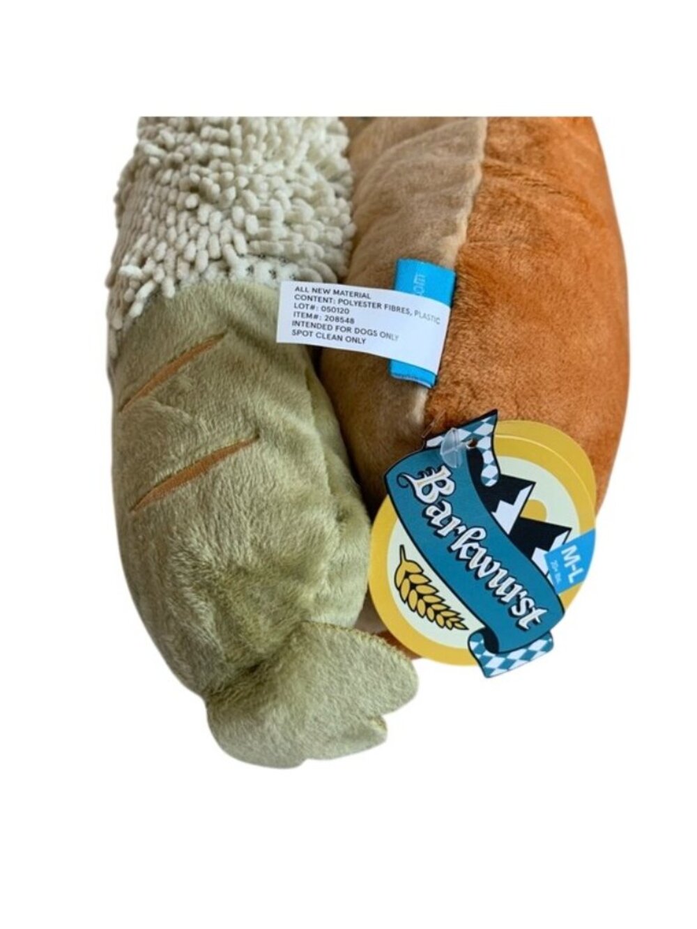 Bark Dog Chew Toy Bratwurst Sauerkraut crinkle Large Pups Gift NWT - Picture 4 of 9